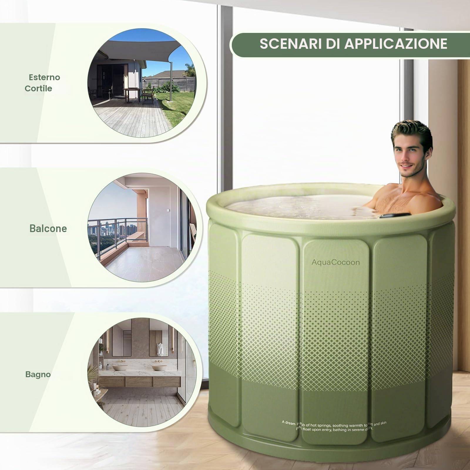 Kiss Me Vasca da Bagno Portatile per Adulti, 65 * 70 cm, Vasca Pieghevole per Adulti, Vasca per Bagno Freddo e Caldo, Vasca Pieghevole con Strato di Isolamento Rinforzato, Vasca da Immersione