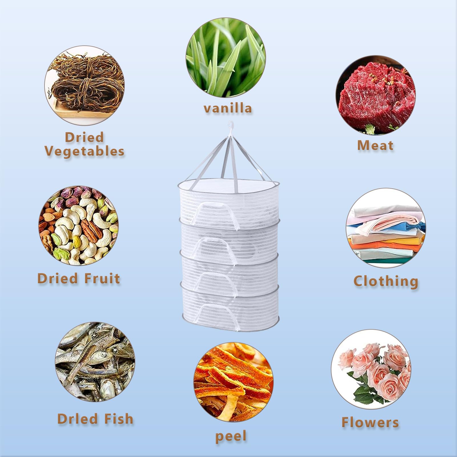 Rete Per Essiccare Erbe 4 Strati, 6m - Stendino Appendiabile Per Erbe Aromatiche, Fiori, Frutta E Verdura - Foto 5