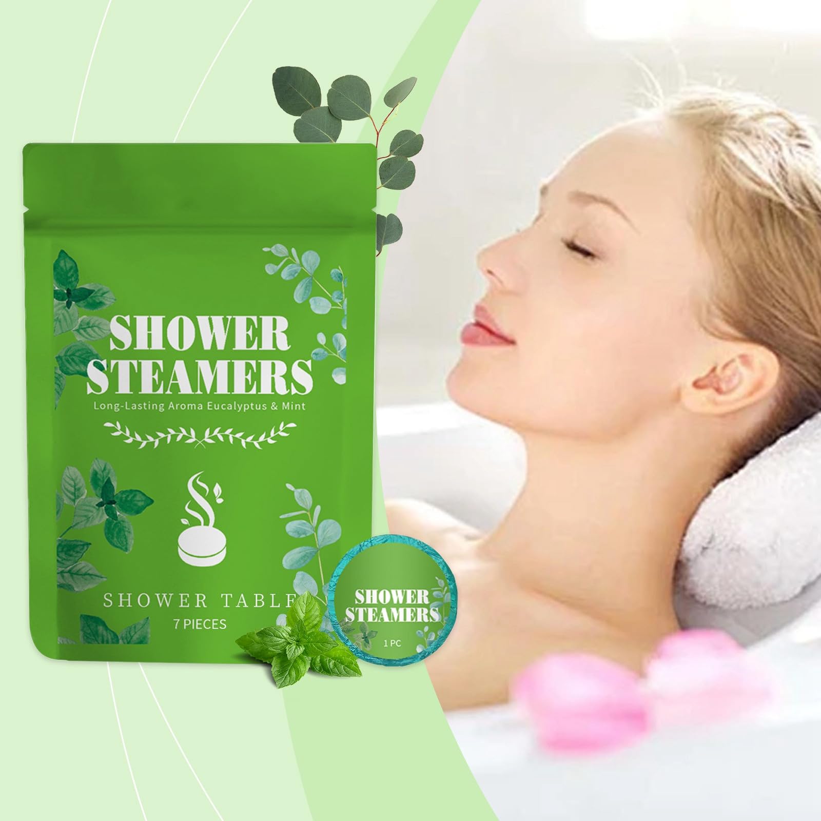 JHHskeostop Lot de 7 défroisseurs vapeur à la menthe, tablettes d'aromathérapie pour homme et femme, soin personnel et relaxation, tablettes vapeur pour soulager le stress