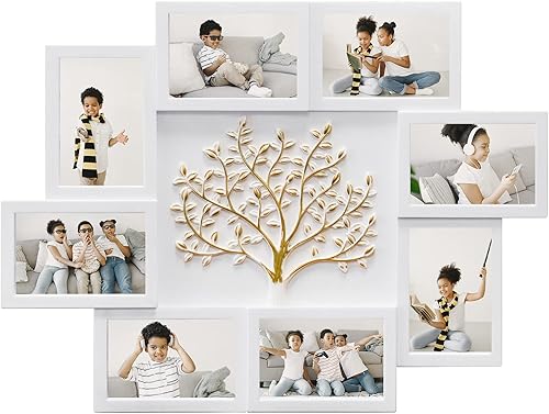 Miniatura 9 de Hello Laura - Marco de collage de 8 fotos para pared, marco de fotos de 4 x 6 pulgadas, collage con decoración de árbol, marcos de fotos para pared,