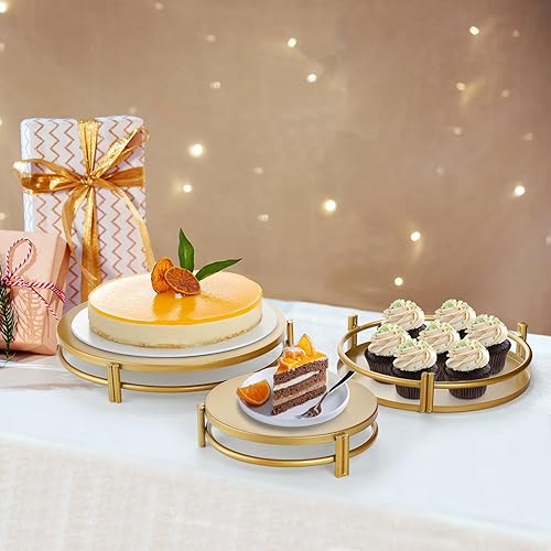 Miniatura 6 de yarlung Paquete de 3 soportes dorados para tartas, soportes de exhibición de cupcakes de metal de 81012 pulgadas, bandejas de postre, decoración de
