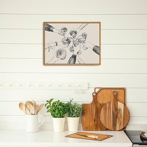 Miniatura 4 de Roslynity Lienzo enmarcado, clásico, pintura de señal de fiesta, amigos, brindis con copas, cócteles, retro estético para hogar, sala de estar, bar,