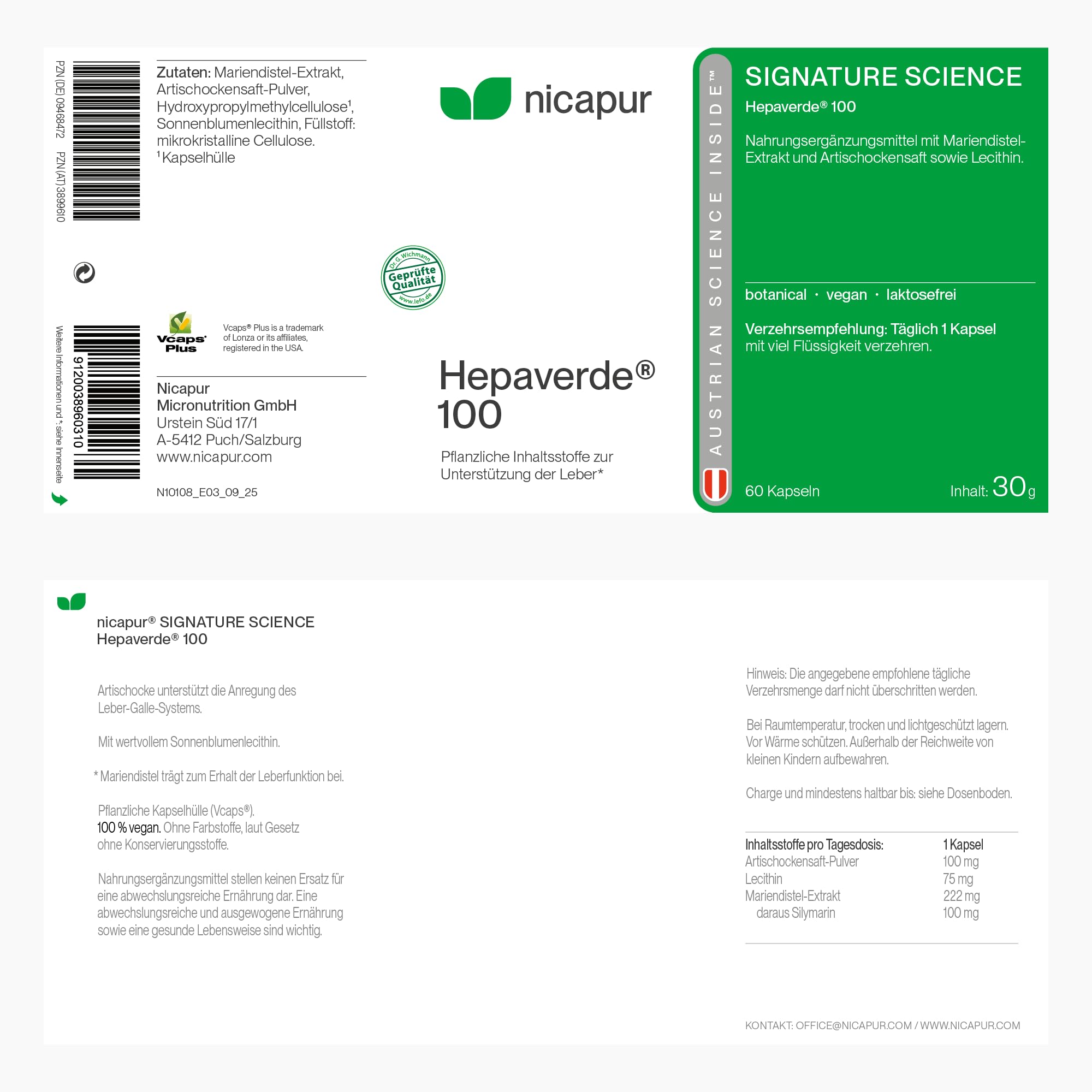 nicapur® Hepaverde® 100 I Mit MARIENDISTEL und ARTISCHOCKE zur Unterstützung der LEBER | Plus Sonnenblumen-LECITHIN