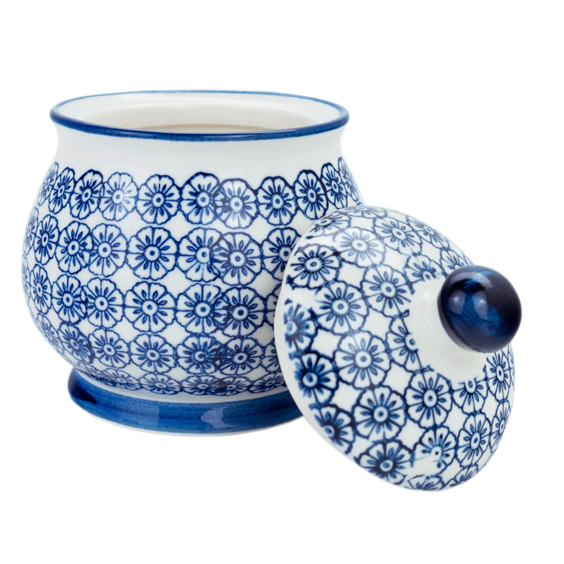 Jarrón de leche con diseño 300ml y juego de olla/tazón de azúcar - Estampado de flores azul