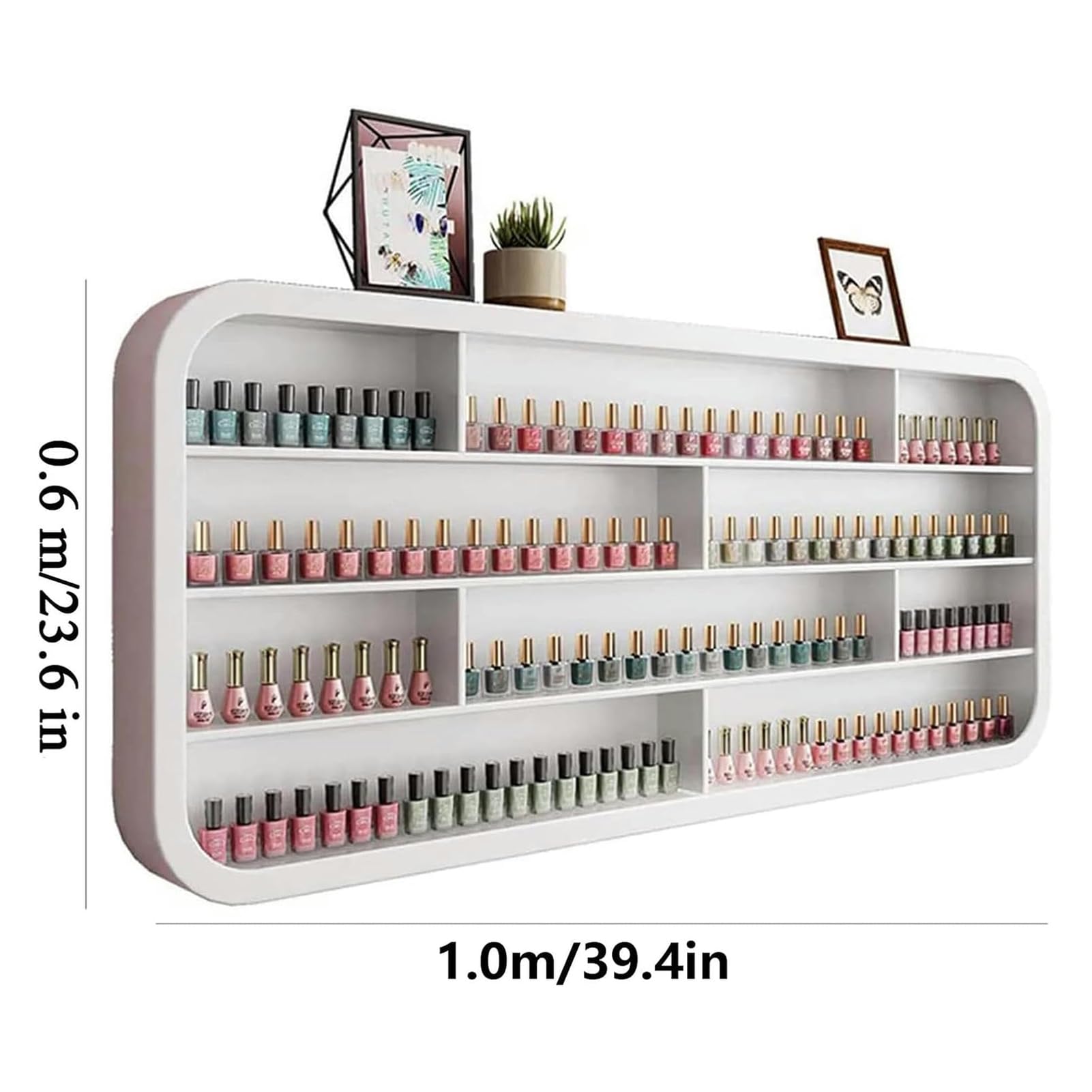Porta Smalti Bianco Beauty, Mensola Moderna da Parete per Esposizione Smalti, Organizer Elegante per Profumi per Salone di Bellezza e Casa,1.0m/39.4in