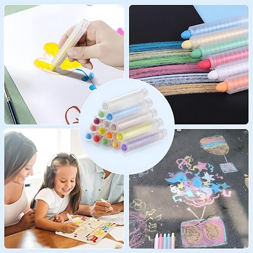 Miniatura 5 de MOMJOY Juego de tizas para niños sin polvo, tizas lavables para niños pequeños, palos de tiza de colores no tóxicos, diversión de pizarra y acera
