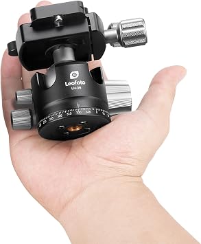 LEOFOTO 84mm Low Profile Camera Tripod Ball Head Mount with 1/4 Quick Release Plate for DSLR/Camcorder, 360 Swivel & 90 Tilt Panoramic, 3/8 Mounting Screw for Tripod/Monopod/Slider, Max Load 39lb