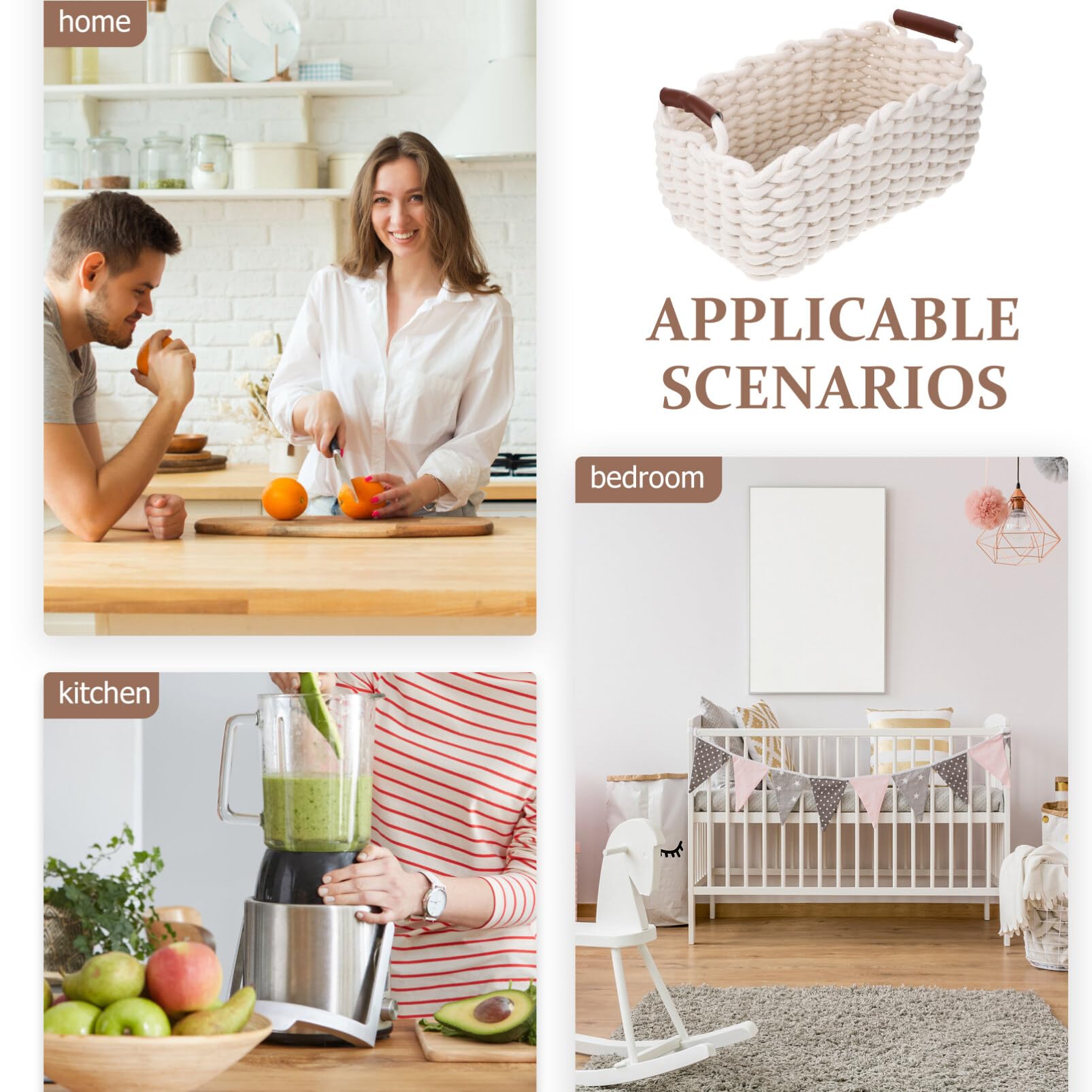 NOLITOY Geflochtener Aufbewahrungskorb Mit Griffen - Schmaler Organizer Für Magazine & Kleidung