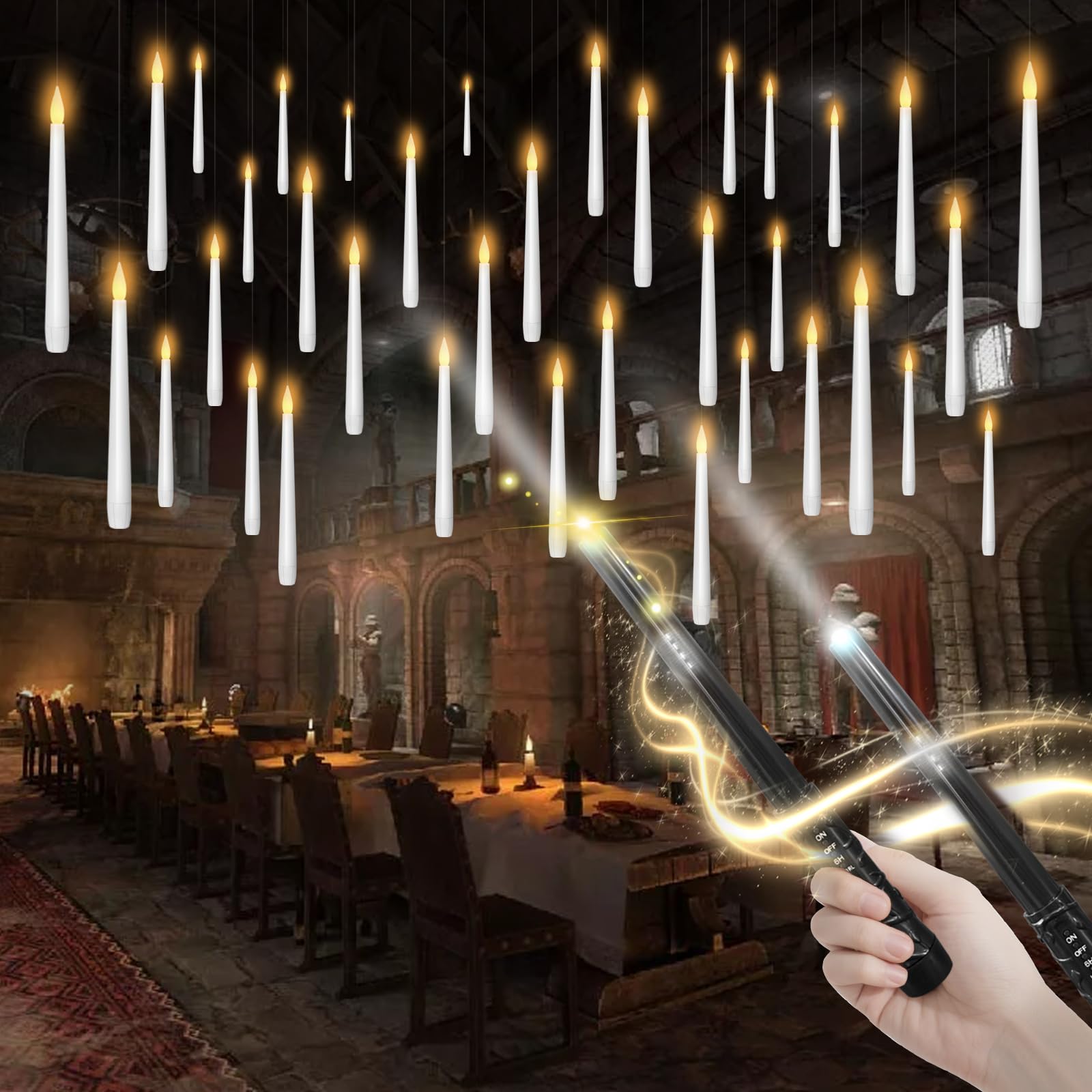 Photo 1 of kakoya Flameless LED Taper Candles with Wand Remote - 36 Pack