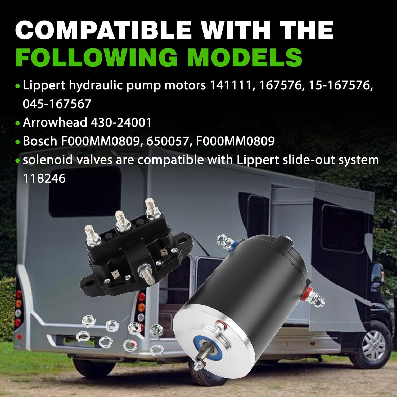 167576 Hydraulic Slide Out Pump Motor 12V Compatible with Lippert Components Leveling System 146374 146375 414018 15167576 045-167567