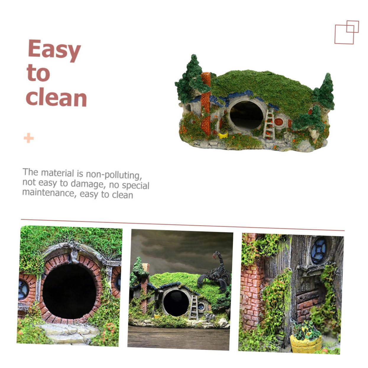 FOMIYES Decoración De Acuario Escondite De Resina para Peces y Reptiles Adorno para Acuarios y Terrarios Casa De Habitantes Acuáticos Refugio Natural para Peces y Camarones