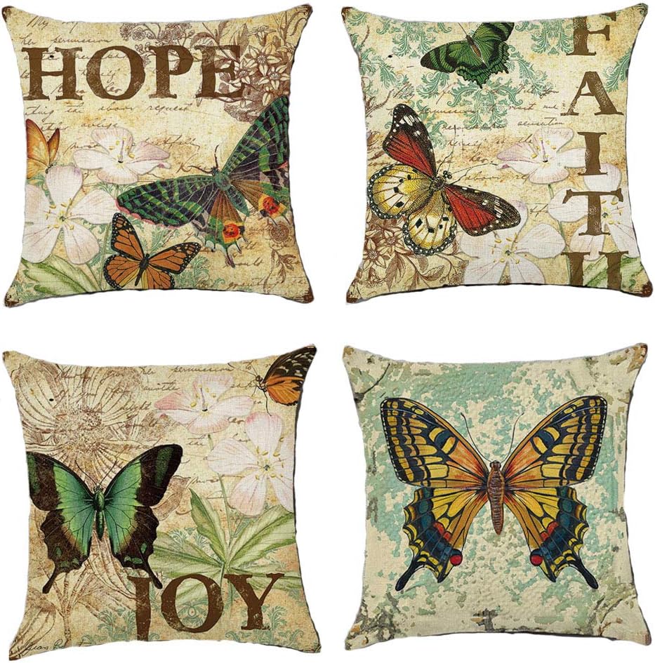 NEJLSD Throw Pillow Covers 18x18 inch Modern Decorative Cotton Linen Square Pack of 4 Throw Pillow Covers Cushion Case for Sofa, Bed, Car (Corlorful)