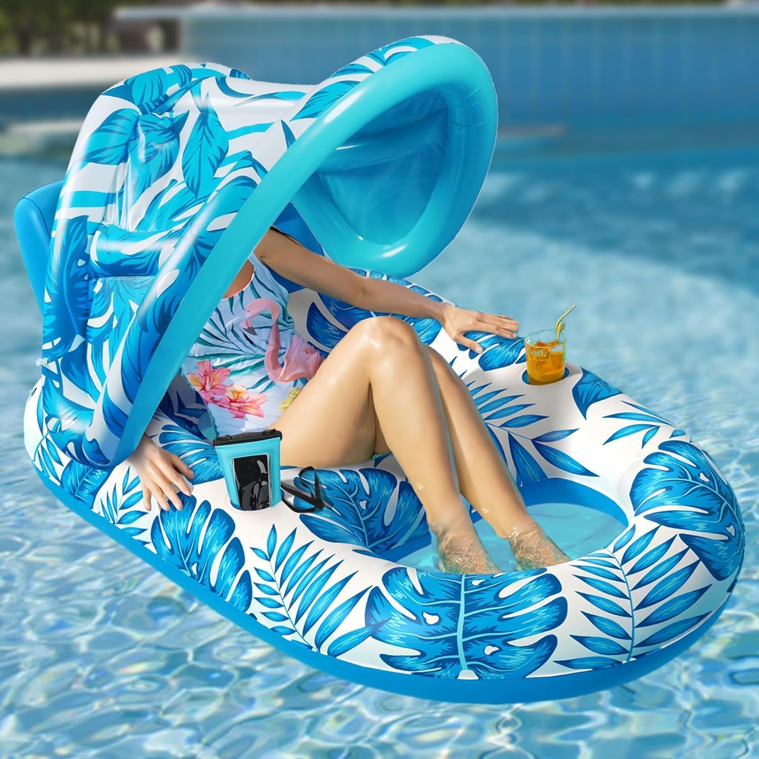 Inflatable Pool Float Lounge,Adult Pool Floating Raft,Floating Pool Lounger Sun Tanning Floats Cool Water Floaty for Swimming Pool Lake Float Beach Pool Party Toys