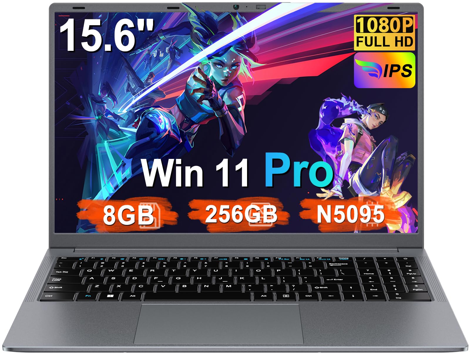 Pc Portatile 15.6 Pollici Celeron N5095 Upto 2,9 GHz Win11 Pro Laptop 8GB RAM 256GB SSD TF 1TB LPDDR4 5G WiFi 1920*1080 FHD USB 3.0 Widevine L1 Computer Portatile Con il Topo Film Italiano - Grigio-3
