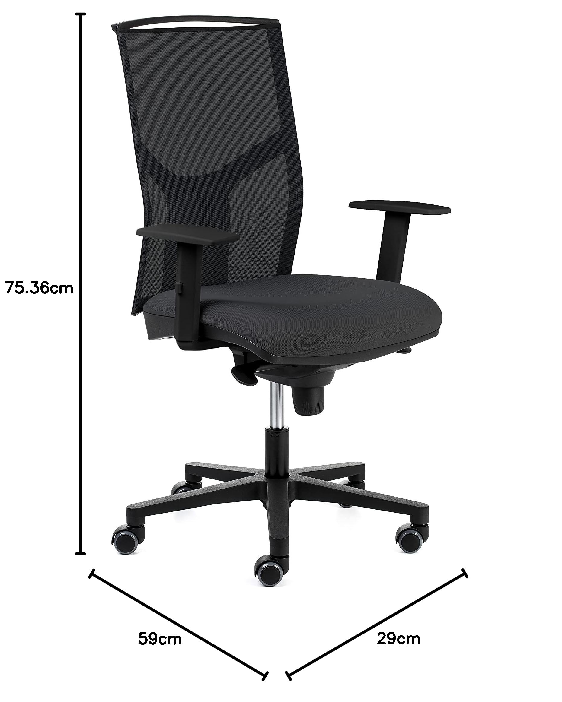 OFITURIA - Silla de Escritorio con Ruedas - Silla de Oficina Ergonómicas con Brazos Regulables Fabricadas en España (Modelo 2), 50