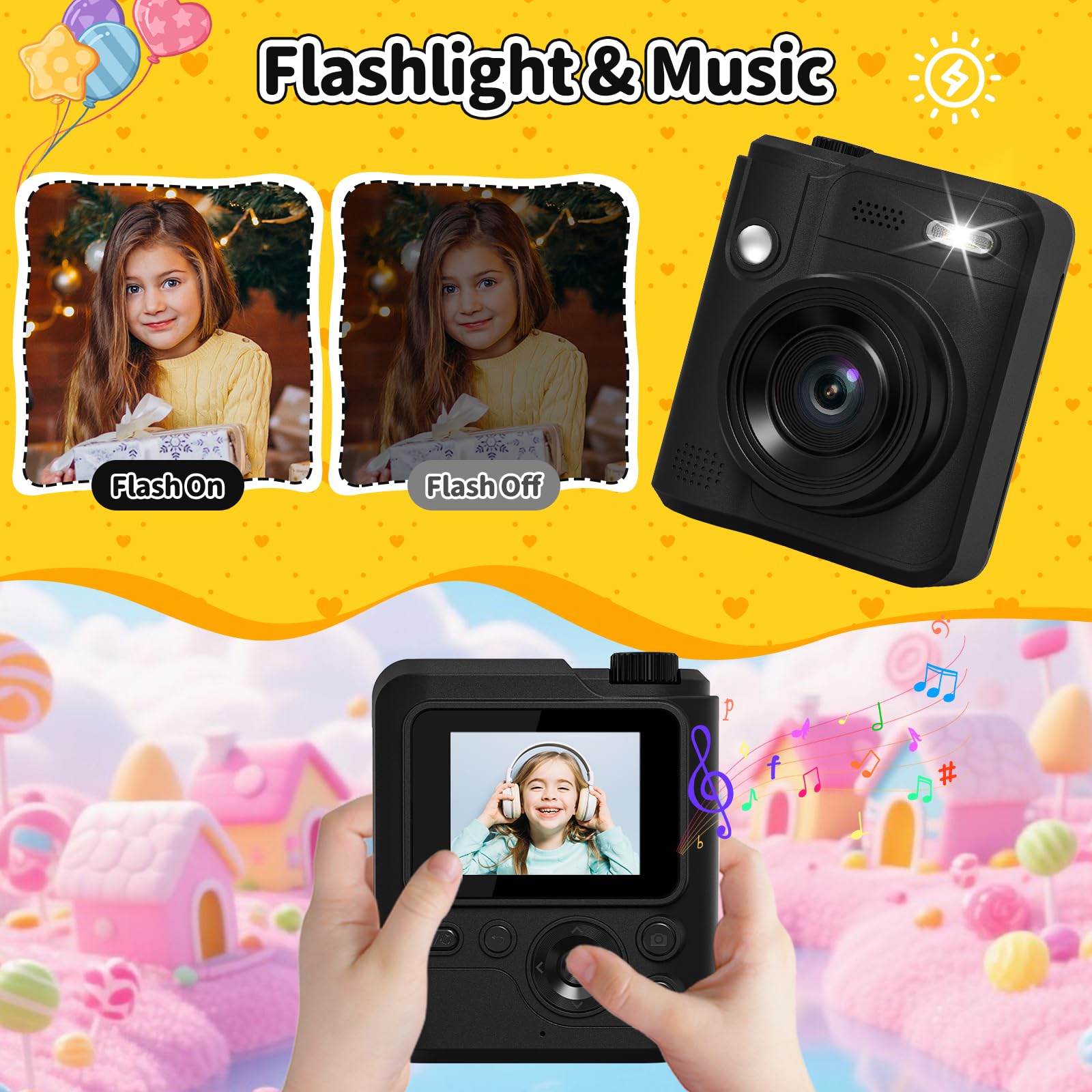 Gofunly Camara Fotos Infantil Instantanea, 2,0" 1080P Camara Fotos Infantil con Tarjeta de 32GB y Papel Fotografia, Juguete Cámara Instantánea Regalos para Niños y Niñas de 3-12 Años (Negro) — view 6