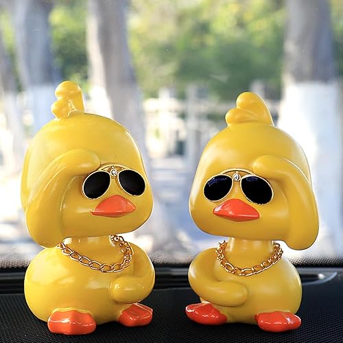 Miniatura 7 de Adornos divertidos de pato amarillo fresco para automóvil, con cabeza temblorosa, decoración de tablero de automóvil, accesorios de decoración