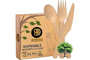 175Pcs Wooden Cutlery Set: Eco-Friendly Dining Solution for Adults