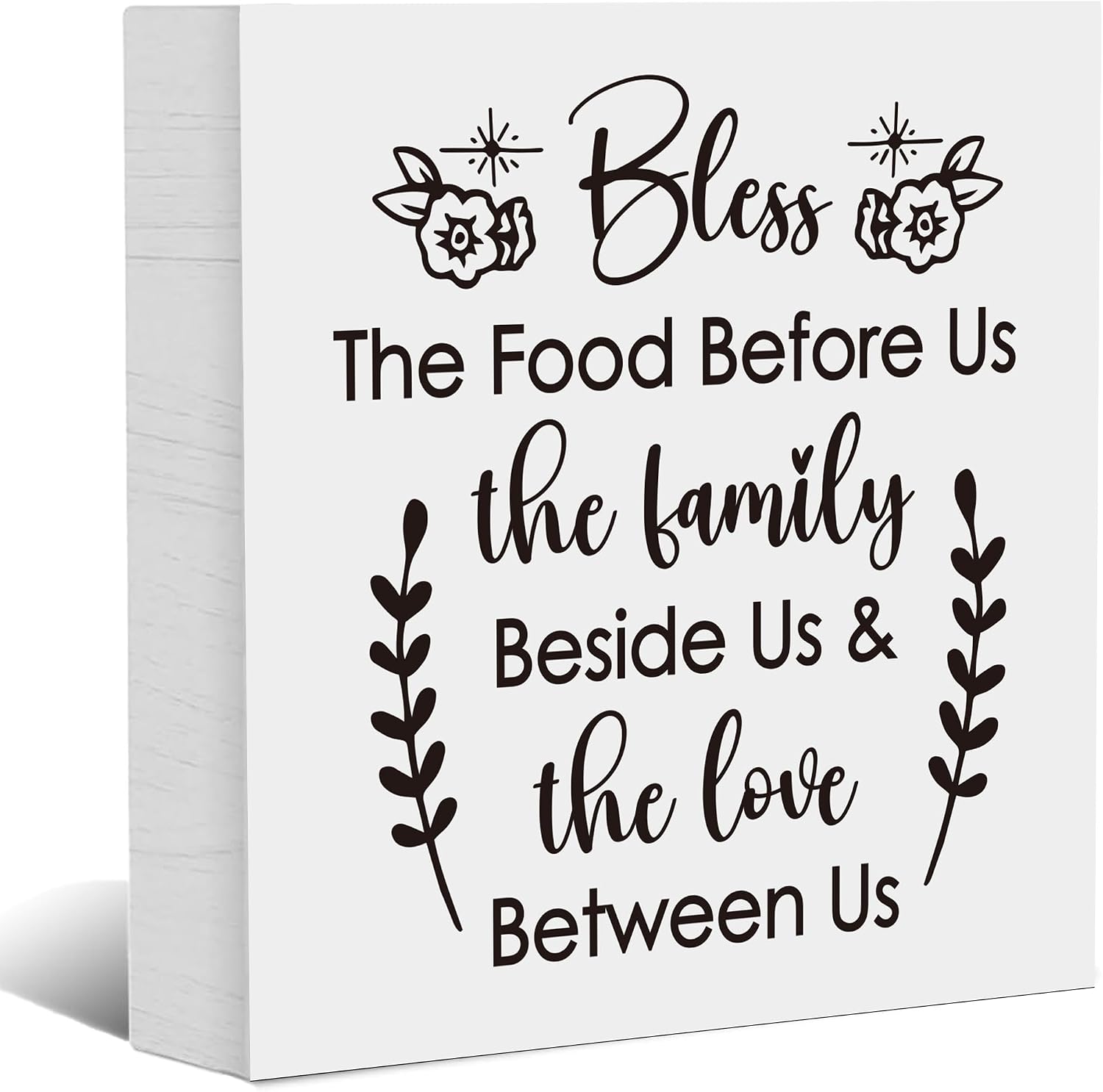 Bless The Food Before Us Home Décor Desk Sign, Vintage Decorative Wooden Box Sign for House Wall Family Kitchen Dining Room, Religious Decor Christian Gifts for Women Friends, 5x5 Inch