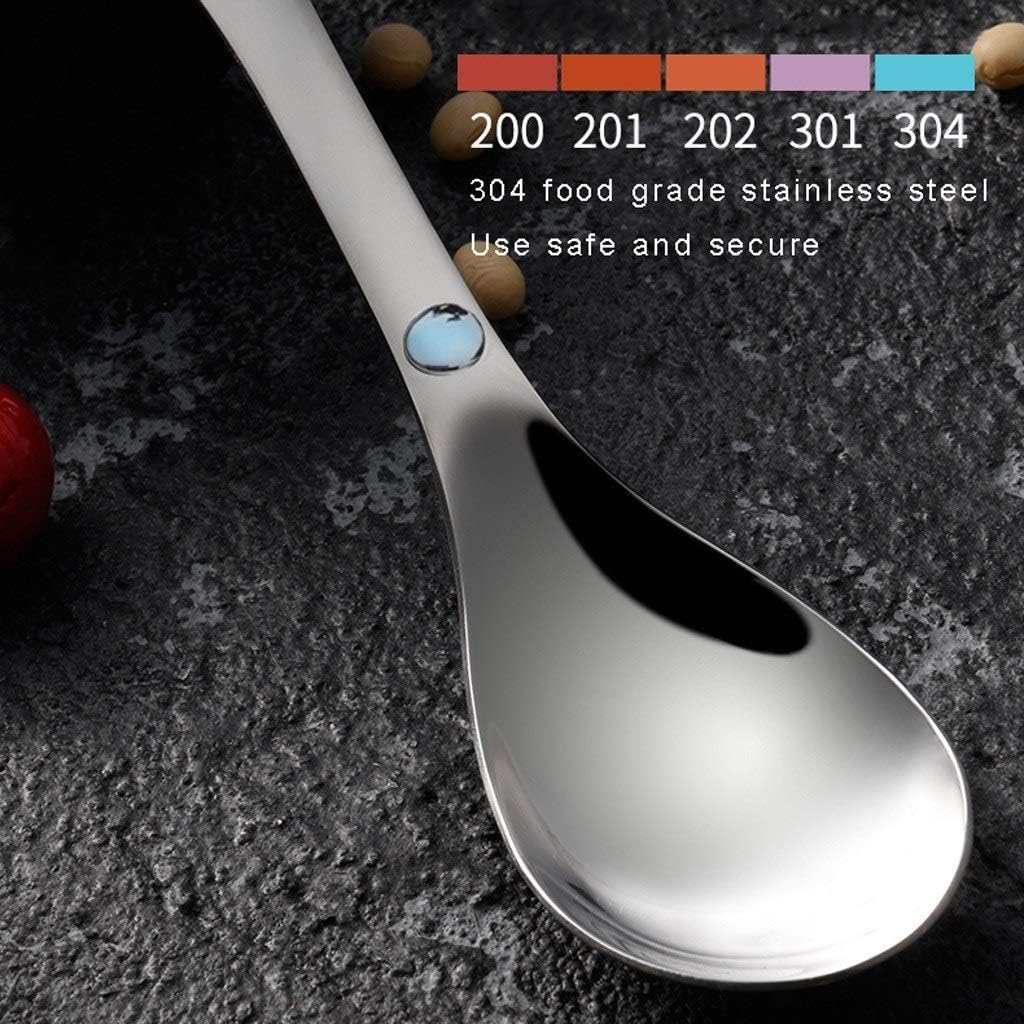 Scoop Food Grade Stainless Steel Soup Spoon Household Long Handle Spoon Heavy Mirror Polishing Service Spoon Suitable for Soup Dessert Noodles (Set of 8) Soup Spoon (Size : L)