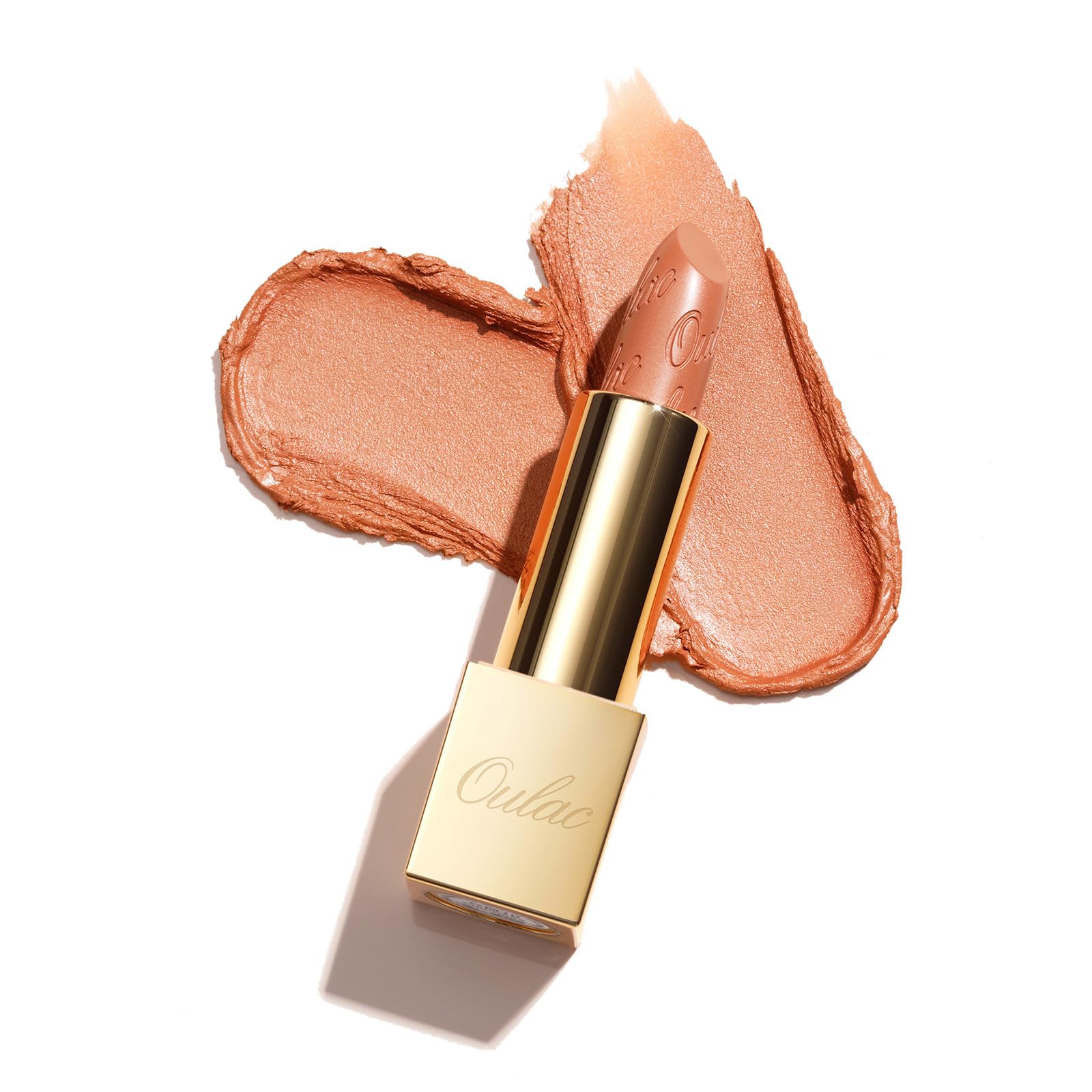 OULAC Glow Metallic Shine Lipstick, Nude High Impact Lipcolor, Lightweight Soft and Ultra Hydrating, Long Lasting, Vegan & Cruelty-Free, Full Coverage Lip Color 4.3 g/0.15 GM10 Chicness