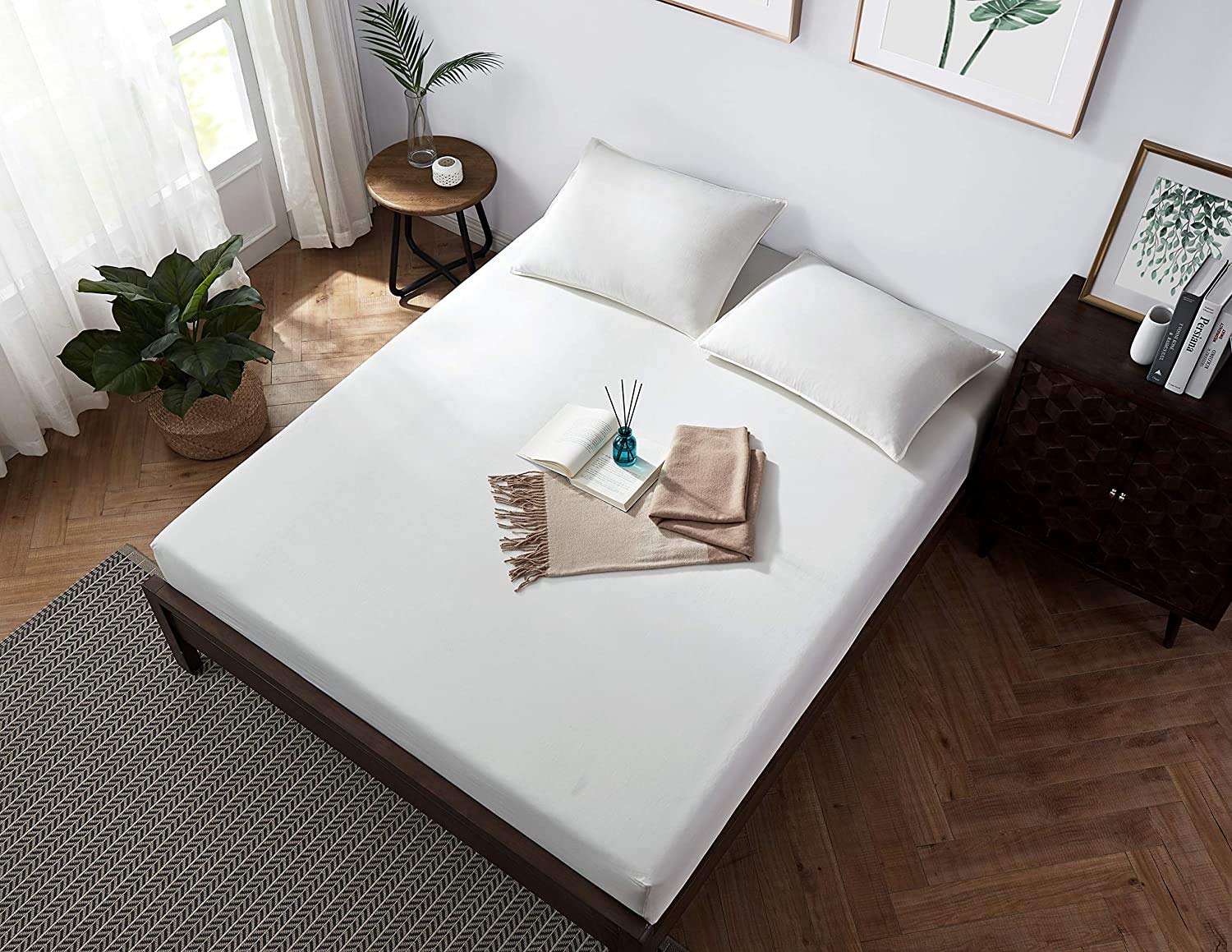 SHEETSPA Qualité hôtelière 1000 Fils au Pouce 100% Coton Egyption Superior Drap-Housse 1 pièce Blanc Extra Deep 12 "/ 30cm UK Super King (180cm x 200cm) Drap-Housse Solid White