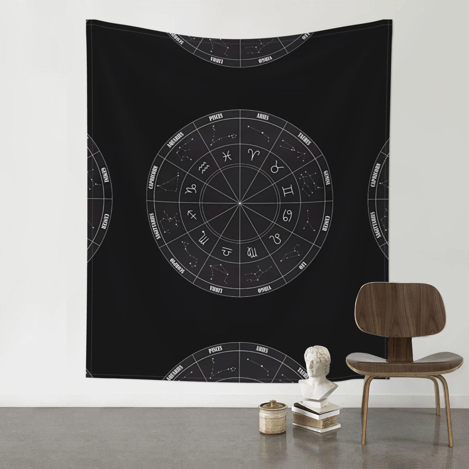 WHJSSF Zodiac Constellation Space Prints 60x51in Wall Tapestry Bohemian Throw Blanket Dorm Decor Beach Picnic Cover