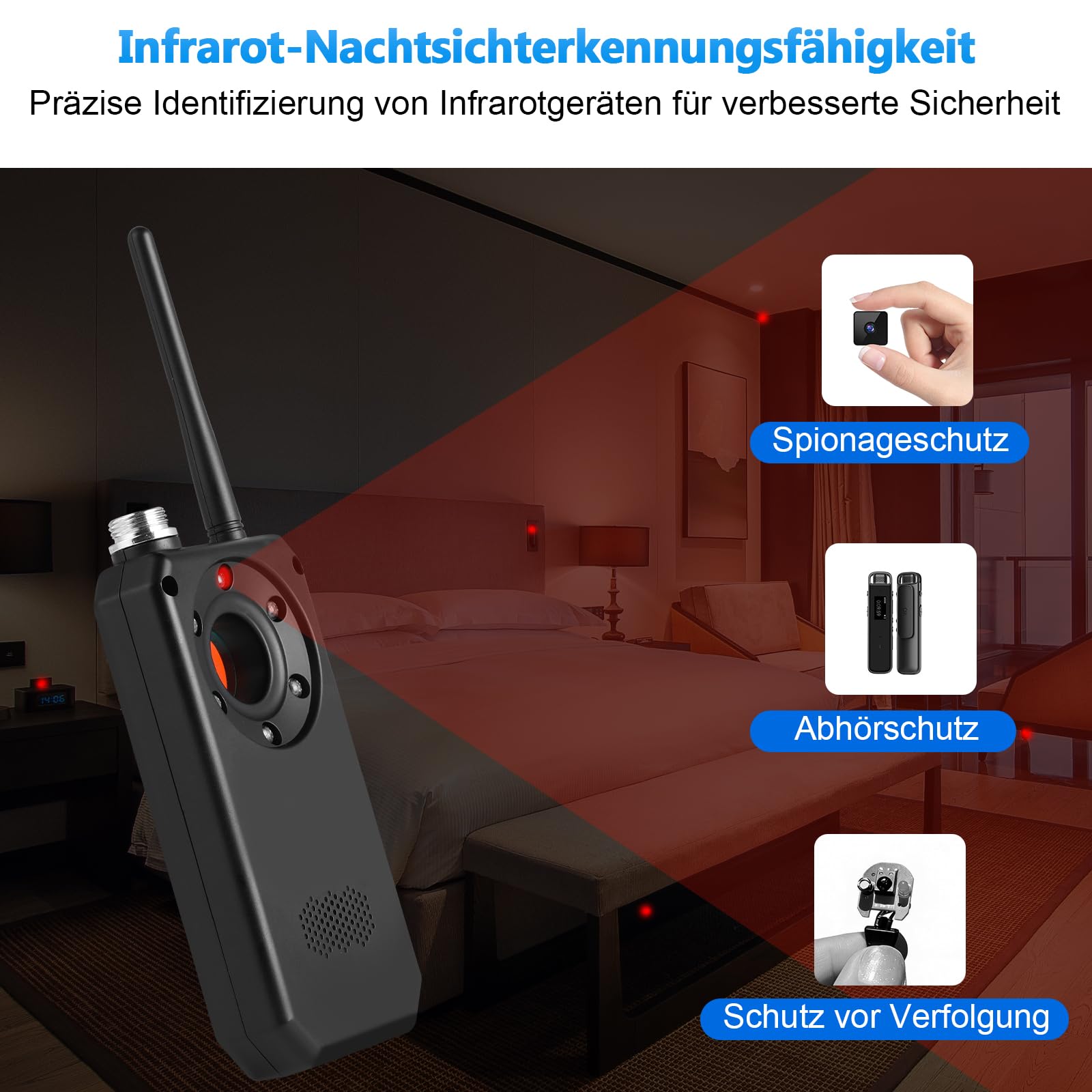 GPS Tracker Detektor, Wanzen Detektor - Wanzenfinder Versteckte Kamera Finder RF Signal Bug Detector Anti Spy Anti-Aufnahme Detektoren für Abhörgeräte Funkkameras für Hotel Heim Büro Reisen