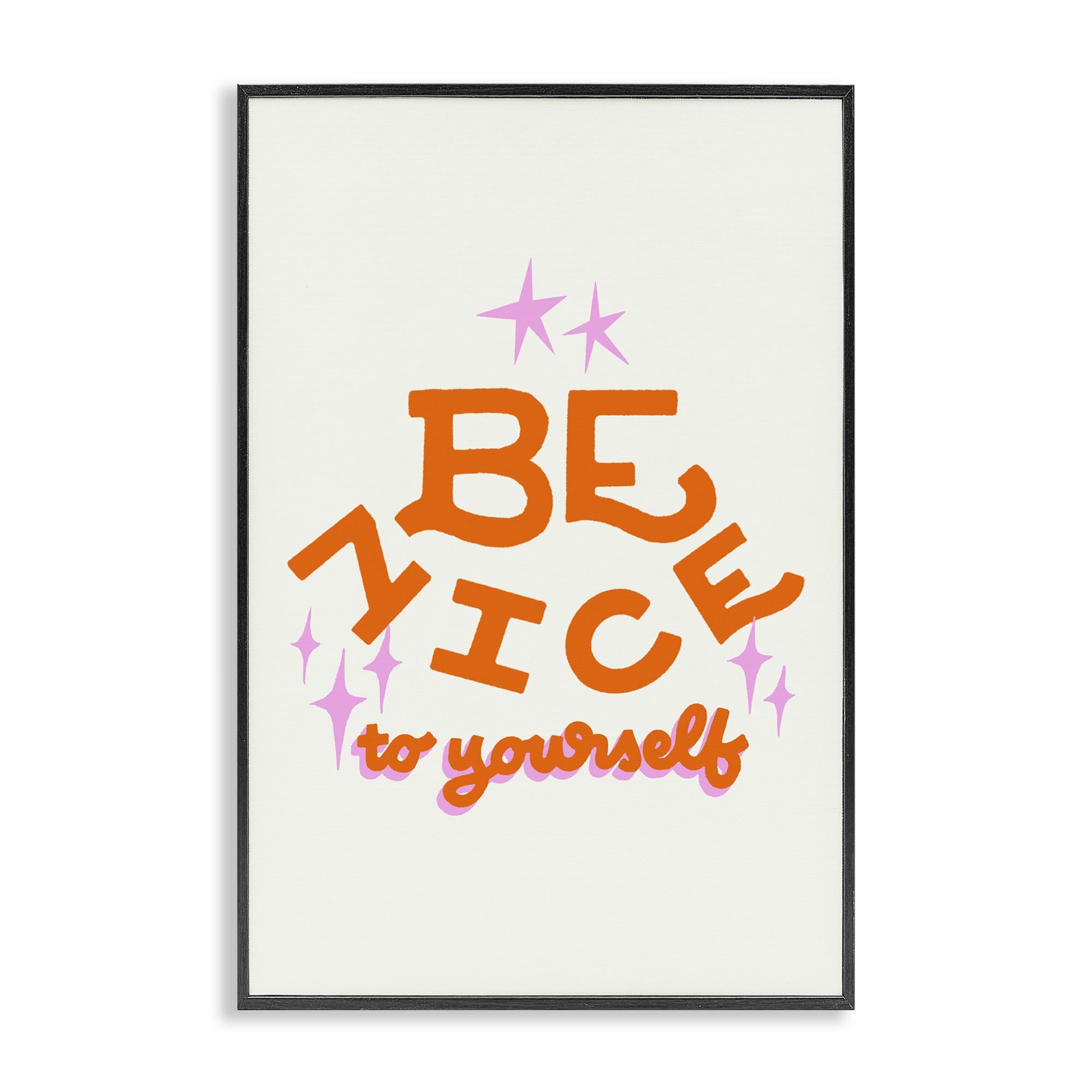 Stupell Industries Midnight Black (Textured) 'Be Nice To Yourself'| Framed Giclee Art