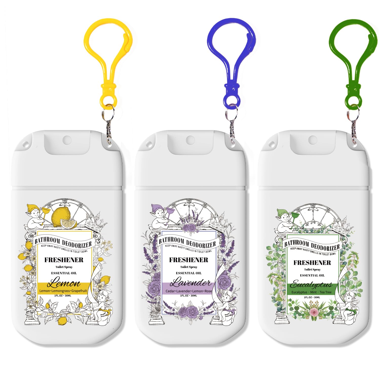 Azulfra Travel Size Toilet Spray with Removable Hook 3 Pack