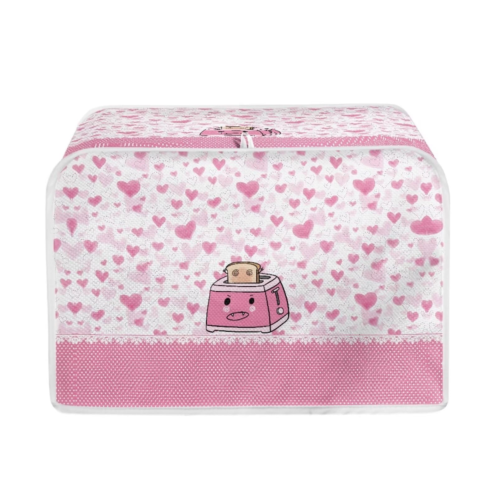 Eheartsgir Pink Heart and Toast Quilted Toasters Cover 4 Slice Bread Maker Cover Kitchen Small Appliance Dust Cover