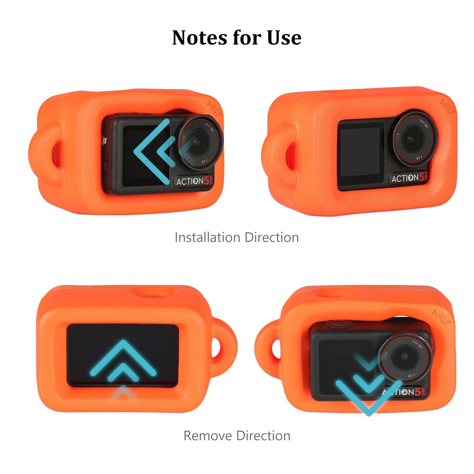 HSU Funda flotante para Osmo Action 5 Pro, accesorio de carcasa flotante para Osmo Action 4/3, deportes acuáticos, surf, natación, buceo, color naranja