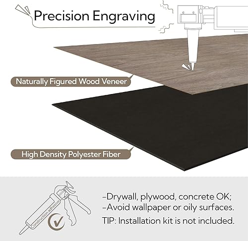 Miniatura 4 de Olanglab Paquete de 6 paneles de pared de chapa de madera, paneles absorbentes de sonido de 24 x 48 pulgadas para reducción de ruido, triángulo