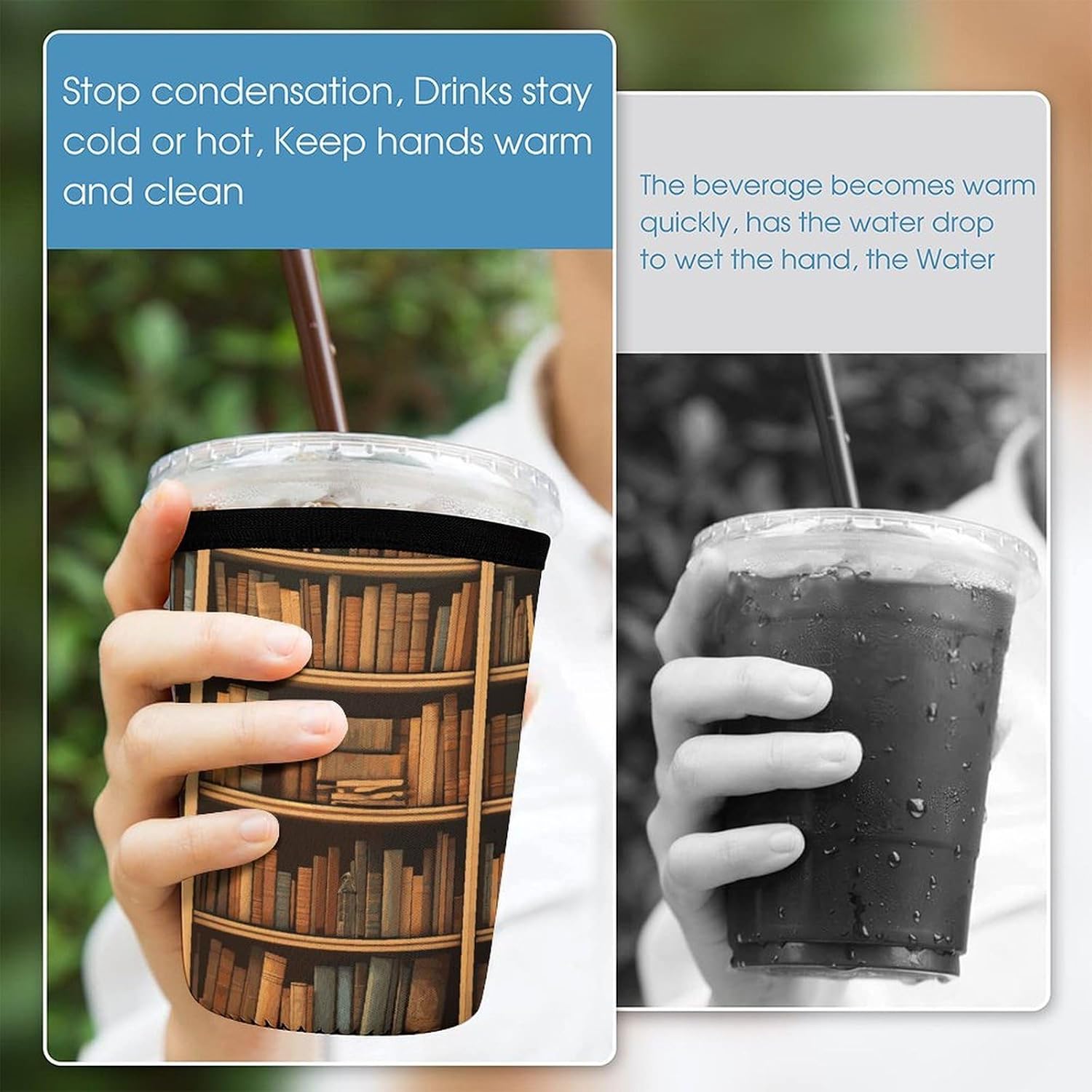 3 Pack Neoprene Cup Sleeves, Stretchy Reusable Drink Cup Cover Universal