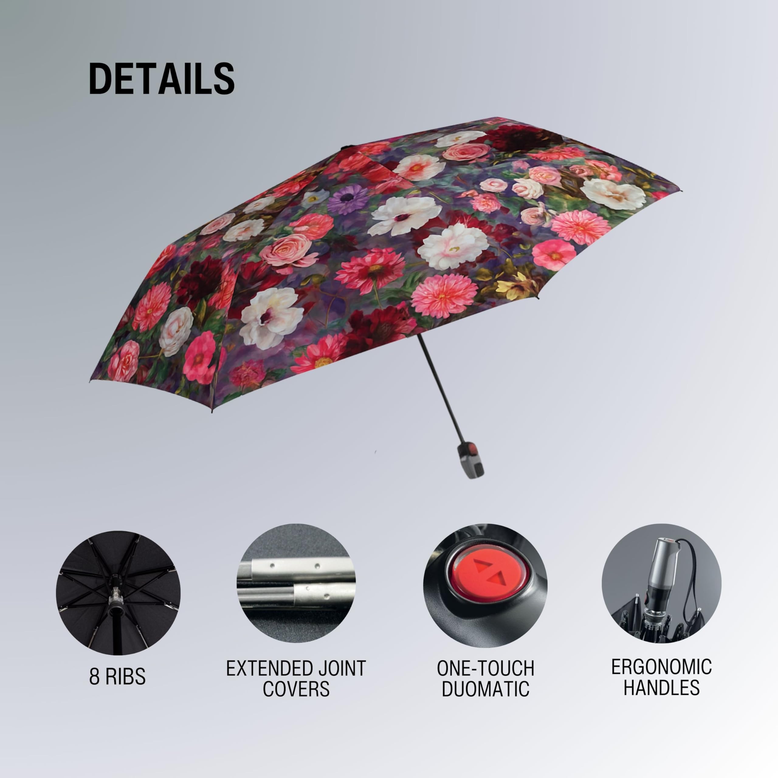 Knirps Parapluie de Pluie à Ouverture et Fermeture Automatique Duomatic T.200 - Parapluie Compact Coupe-Vent pour la Pluie - Parapluie de Voyage pour Adultes