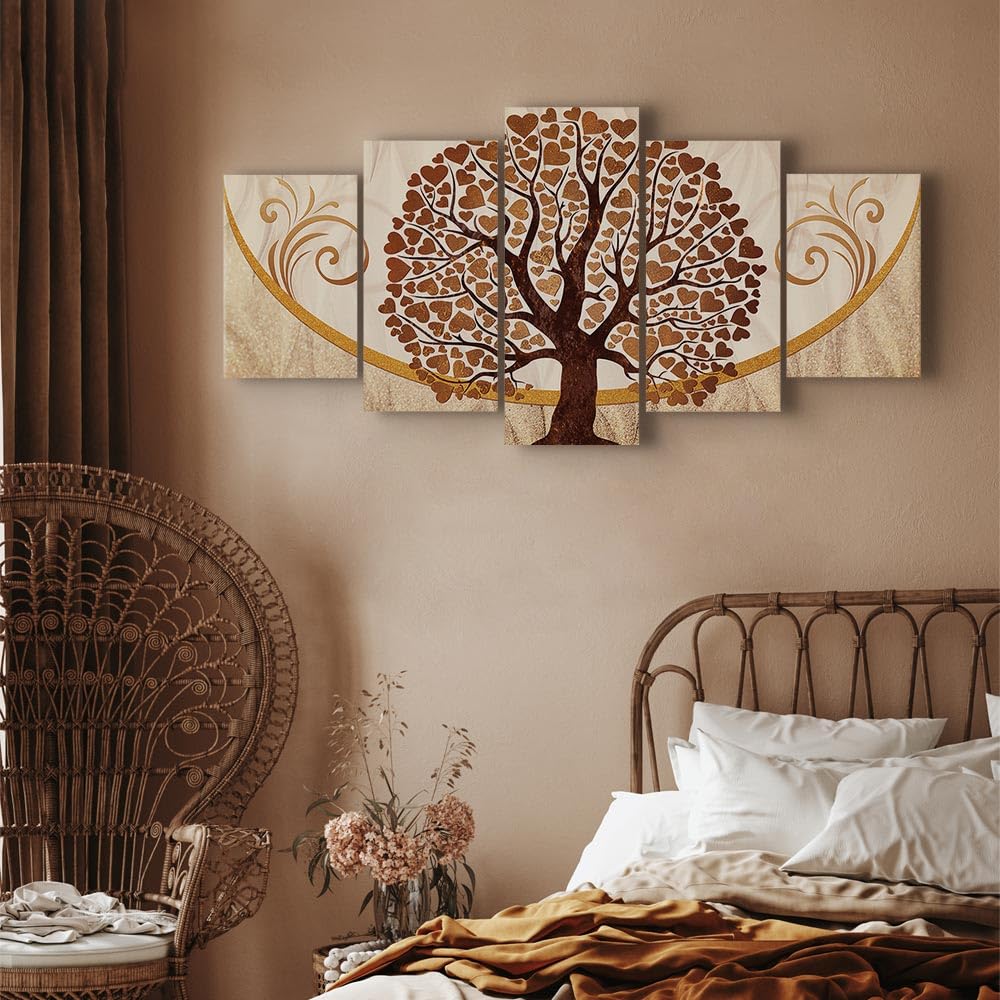 murando Quadro Acustico Albero Amore 5 pezzi schiuma acustica Quadri Moderni Grandi - Camera da Letto Matrimoniale - Stampa su Tela - Pannelli Fonoassorbenti Decorativi - Fonoassorbente