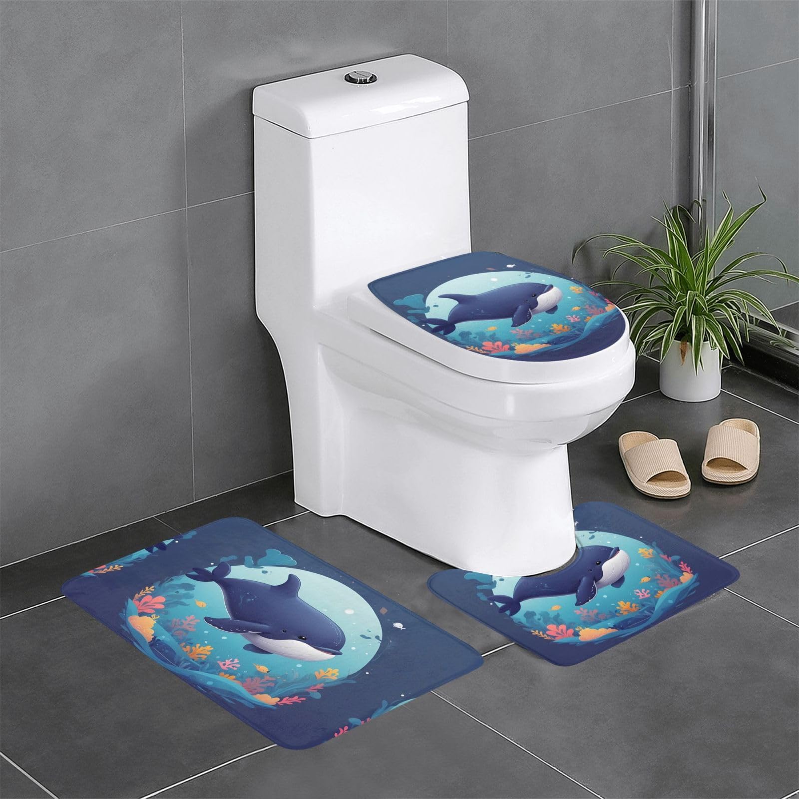 Tapis de salle de bain antidérapant motif baleine pour sécuriser vos sols