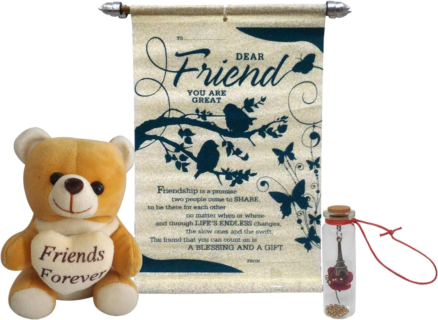 Saugat Traders Friendship Day Gifts for Best Friend - Scroll Card - Soft Teddy & Message Bottle/Jar - Best Gift for Your Best Friend Boy - Girl