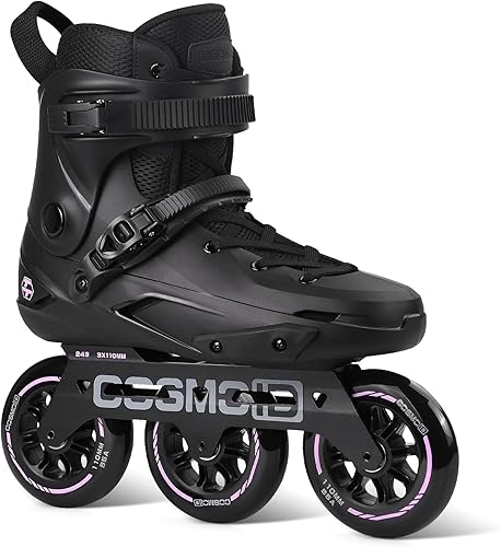 Vista 8 de Patín en línea para adultos - COSMOID Patines de alta performance con cuchillas para mujeres y hombres, marco de metal de 3 ruedas de 110mm