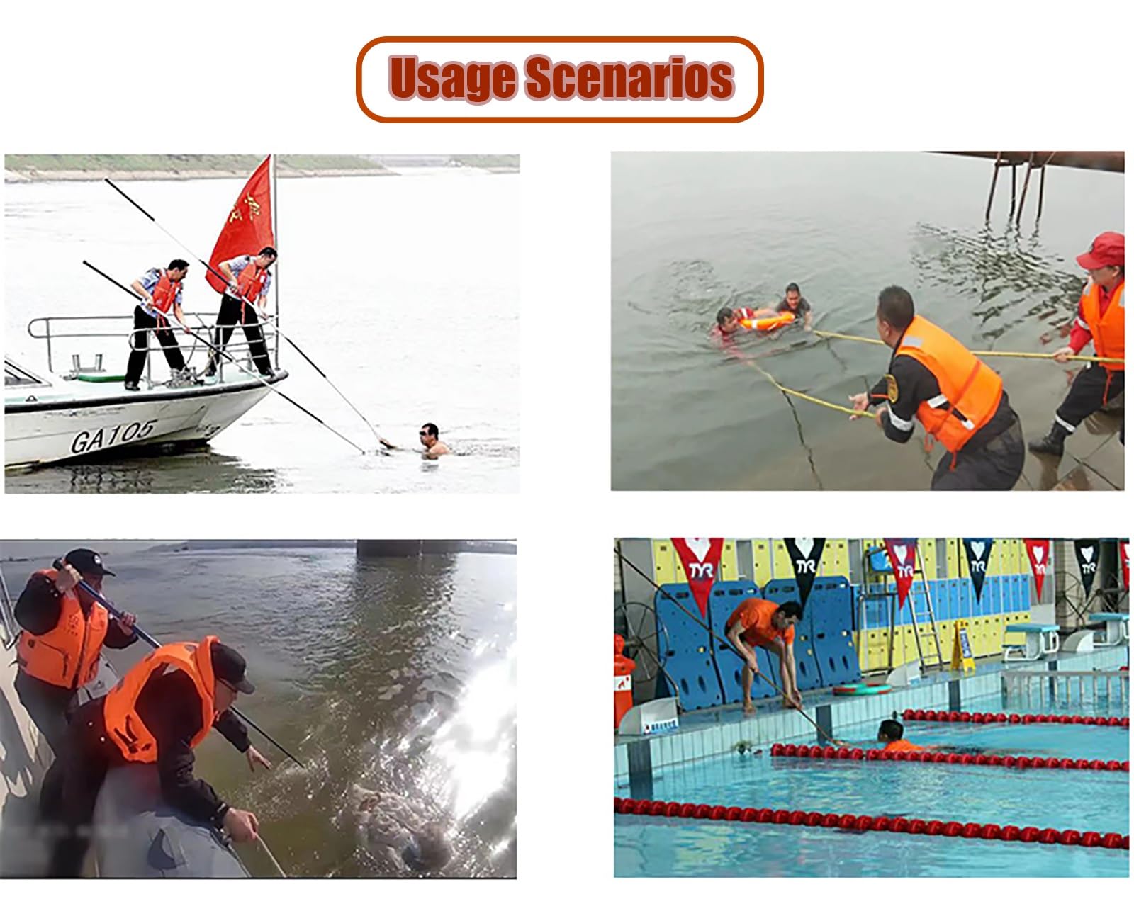 PéRtiga De Rescate AcuáTico Varilla De Piscina Profesional De 6,5 M, Varilla De Rescate Especial para Clubes De Natación para Ayudar A Nadadores Que Luchan O Se Ahogan