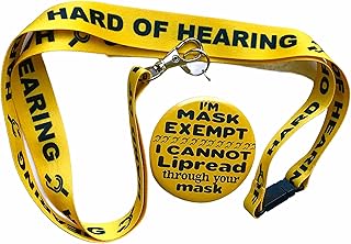 I Cannot Lipread Through Your Mask & Mask Exempt Badge with a 20mm Printed Neck Lanyard, Lipreaders Communicating Lipreading, Deafness Awareness, Hard of Hearing Badges, HoH