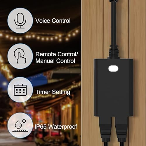 Miniatura 4 de New One Zwave - Paquete de 2 enchufes inteligentes para exteriores, enchufe Zwave serie 700 con dos tomas, salida inteligente Z-Wave impermeable,