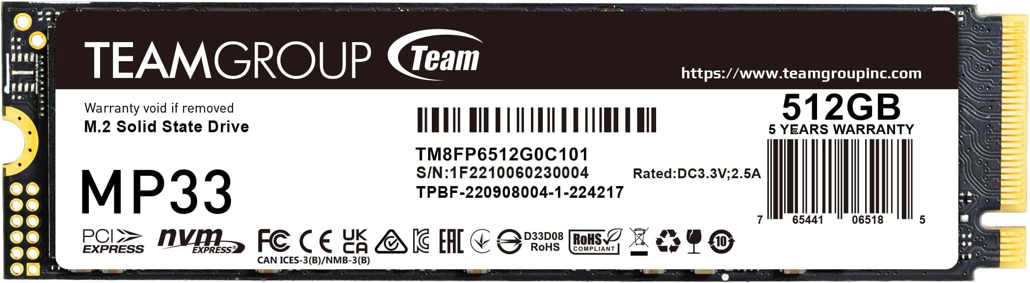 MP33 512GB SLC Cache 3DNAND TLC NVMe PCIe Gen3x4 M.2 2280 Internal SSD R/W up to 1700/1400 MB/s Compatible w/ Laptop&Desktop TM8FP6512G0C101