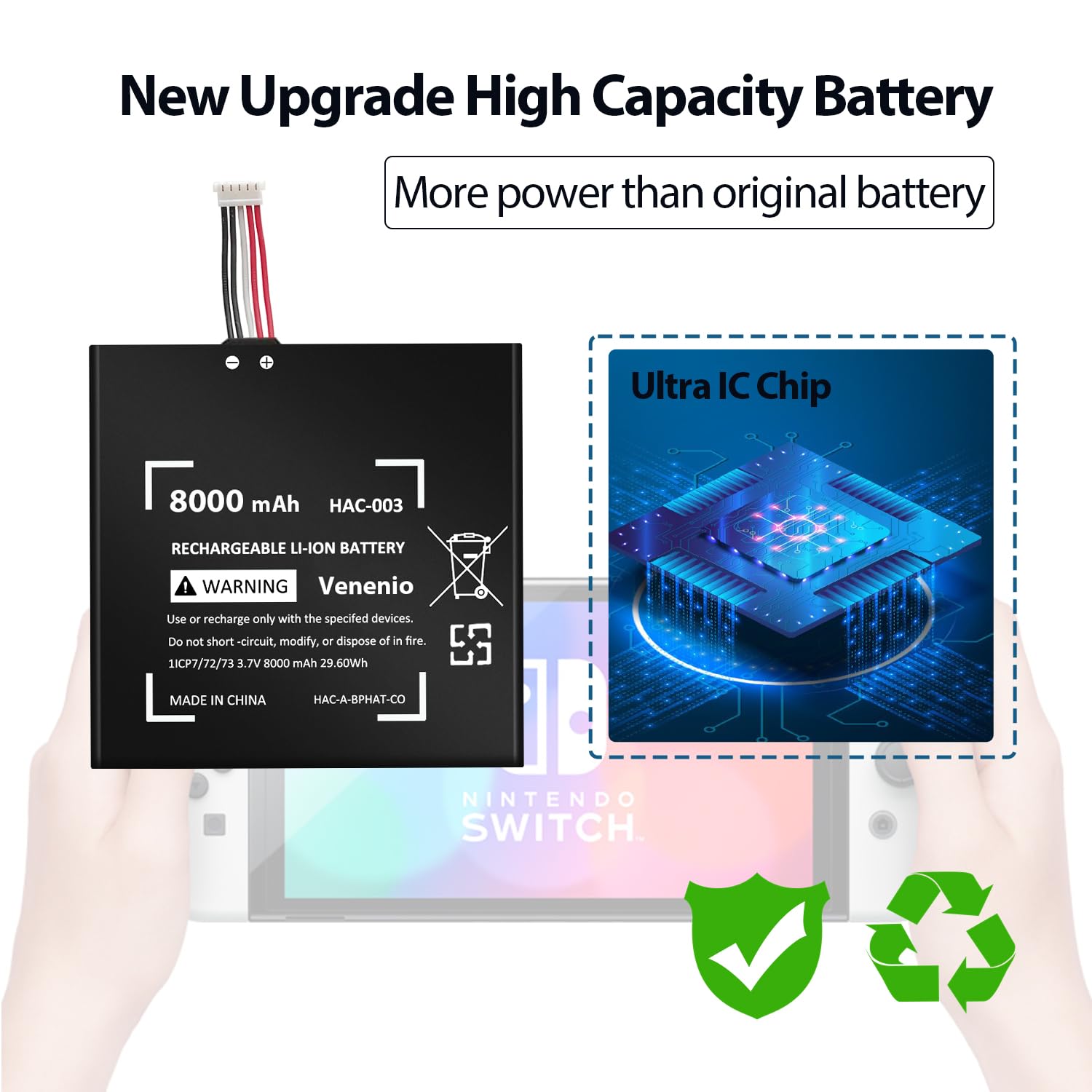 Amazon.com: Venenio 8000mAh Battery for Nintendo Switch Game
