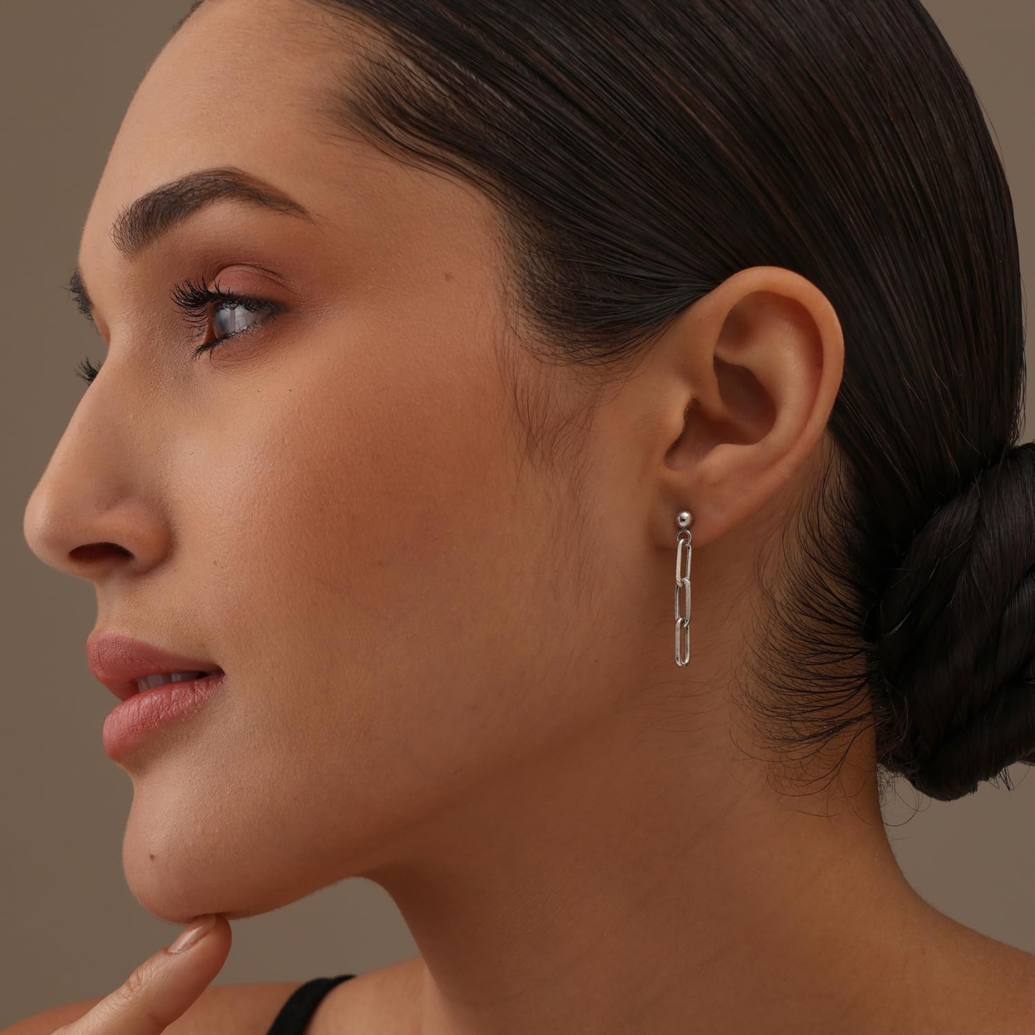 LeCalla 925 Sterling Silver Italian Link Drop Dangle Earrings for Women Long Link Paperclip Link-Chain Liner Dangle Earrings for Women - Image 2