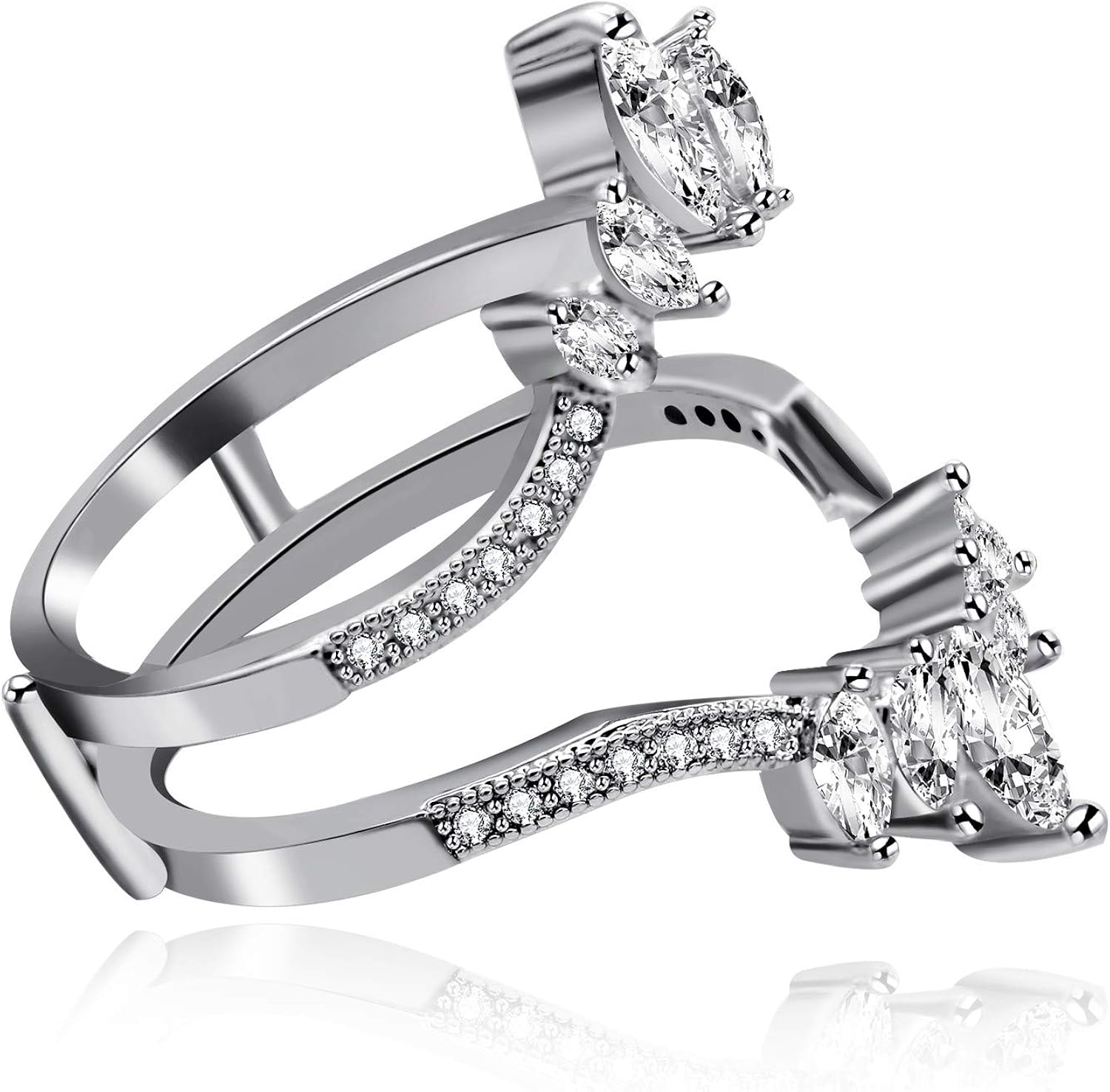 Uloveido Women's 925 Sterling Silver Marquise Cut Cubic Zirconia Wedding Engagement Ring Enhancer Y530 : Clothing, Shoes & Jewelry