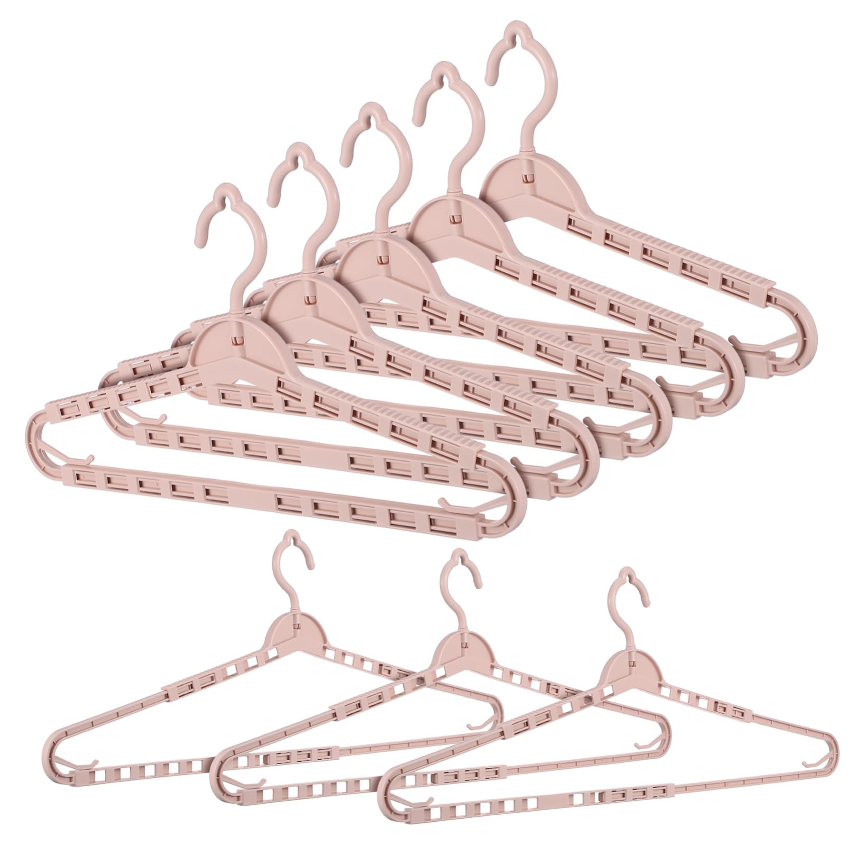 Grucce Telescopiche Multiuso Rosa 8 Pezzi in Pp per Armadio | Struttura Robusta Confezione da 8 Pezzi e Aspetto Semplice ed Elegante Design Regolabile