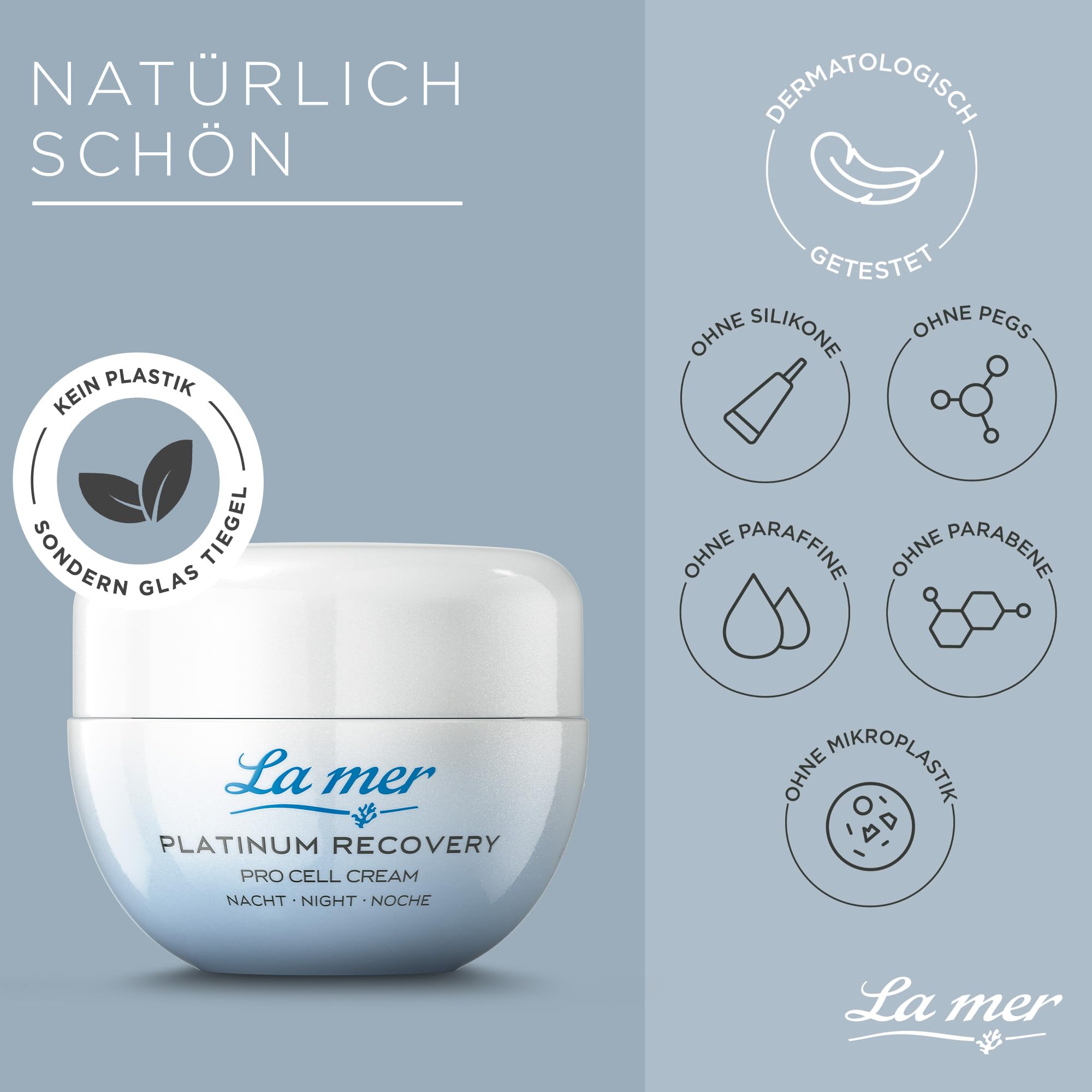 La mer Platinum Recovery Nachtcreme | Pro Cell Cream Nacht 50 ml | Regenerierende Anti-Aging Pflege mit glättenden Peptiden | Ohne unnötige Zusatzstoffe