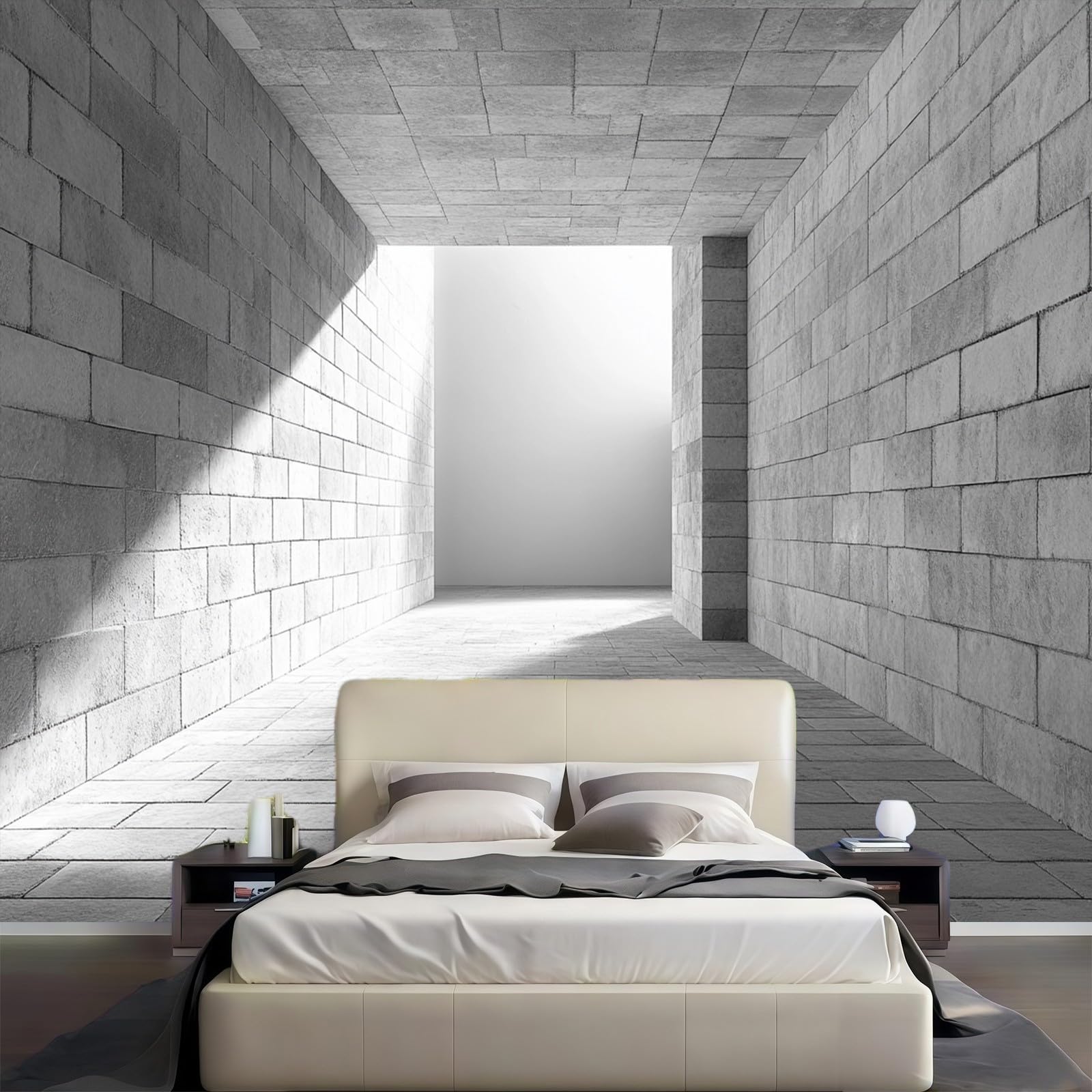 Carta da Parati Murale Muro di mattoni geometrico 200 x 140 cm Fotomurale Grigio Decorazione Parete Moderna per Soggiorno Camera da Letto