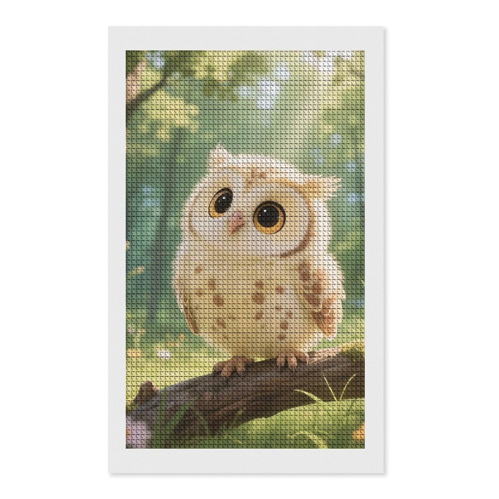 FodPand Cute Owl Cub 5D Diamond Painting Kits for Adults Beginners Full Drill Square Diamond Dots Pictures Gem Art Supplies for Home Wall Room Decoration DIY Craft Set Gift 12x20